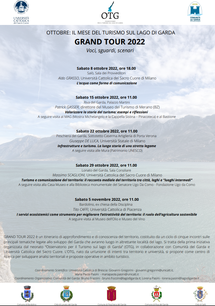 OTTOBRE IL MESE DEL TURISMO SUL LAGO DI GARDA - GRAND TOUR 2022