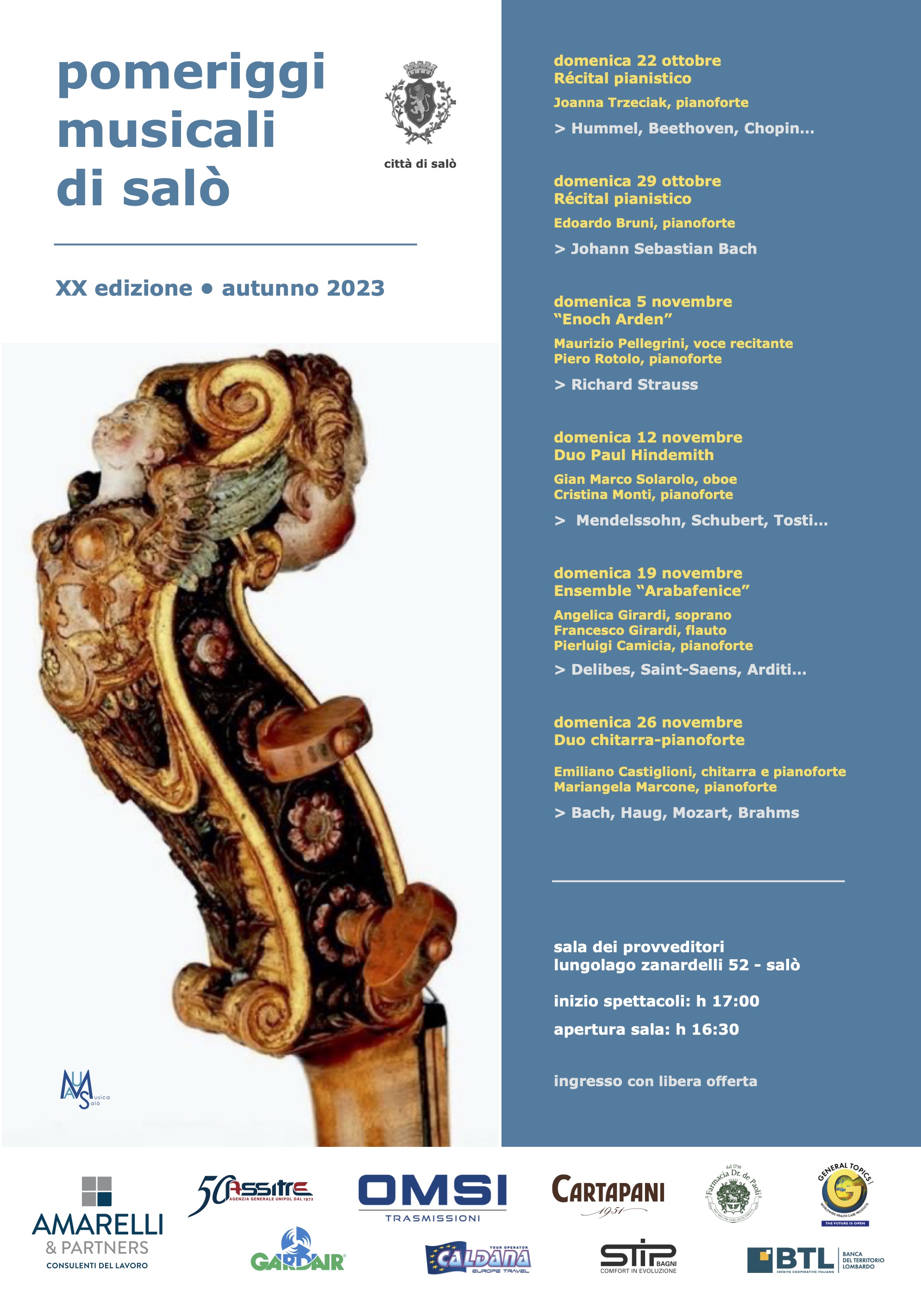 Immagine di copertina per Pomeriggi musicali di Salò. XX edizione, autunno 2023